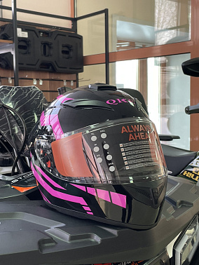 Шлем интеграл HETOSHI цв. Черный с розовыми вставками р.L