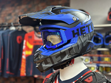 Шлем кроссовый HETOSHI OF836 EXOSS CROSS PRO MX289 цв.Черно-синий Матовый р.S