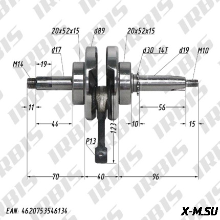 Вал коленчатый в сборе 4Т 152FMH, 1P52FMH (h49,5) p13mm; DELTA, ALPHA, ATV110 