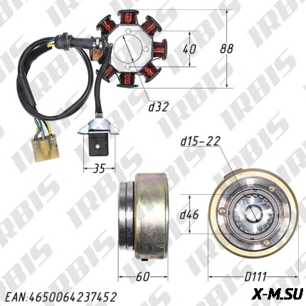 Генератор в сборе 4Т 162FMJ, 163FML (CG125-200) (8кат.)