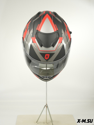 Шлем модуляр HETOSHI FF935 Shogun цв.Черно-серо-красный  Матовый  р.S