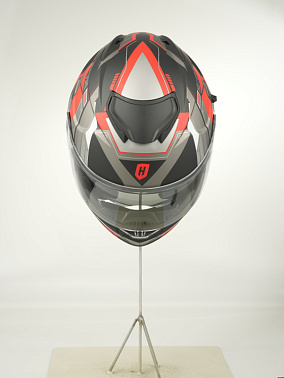 Шлем модуляр HETOSHI FF935 Shogun цв.Черно-серо-красный  Матовый  р.M