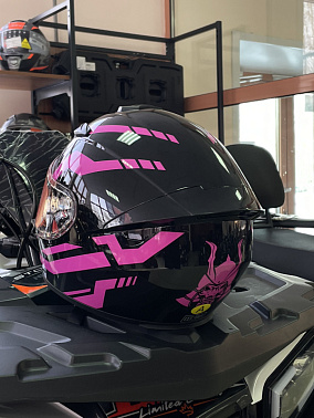 Шлем интеграл HETOSHI цв. Черный с розовыми вставками р.L